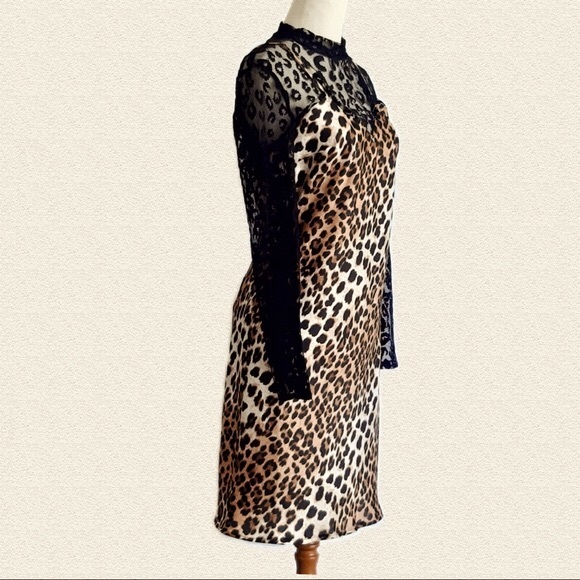 Reduced 20%Off‼️Guess Leopard Print & Black Dress Size M - Picture 3 of 8